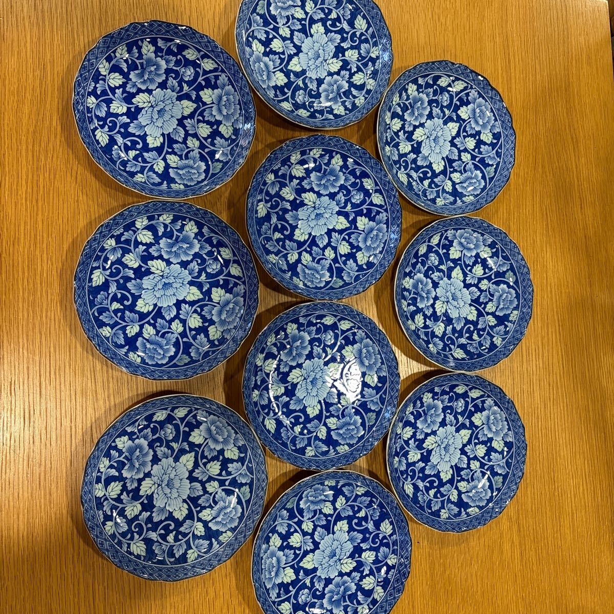T89 中古 食器 皿 花柄 10枚 直径約19.3cm 拍卖