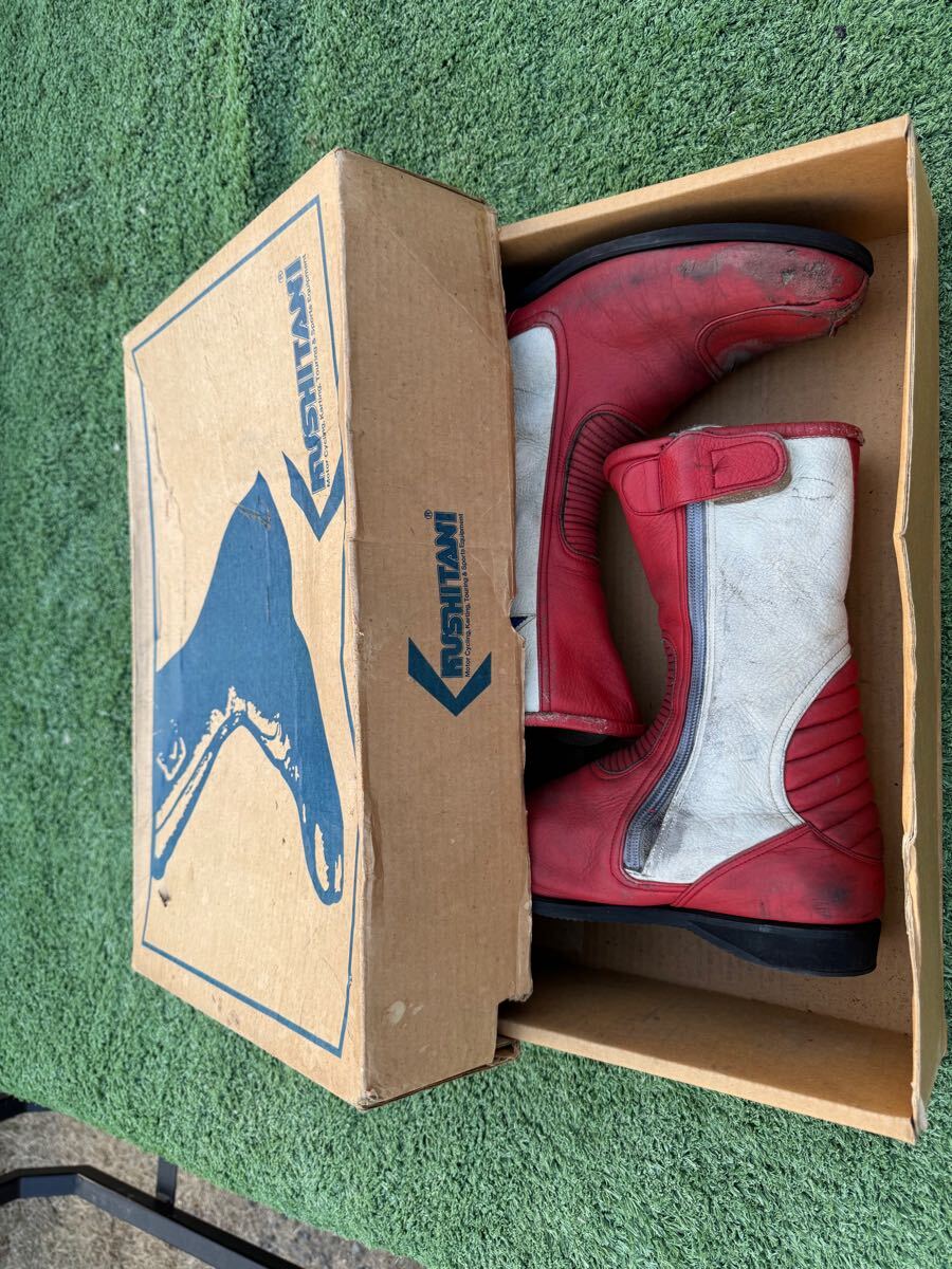 当時物 クシタニ ライディングブーツ 26.0 KR600 赤白 元箱あり KUSHITANI ブーツ拍卖