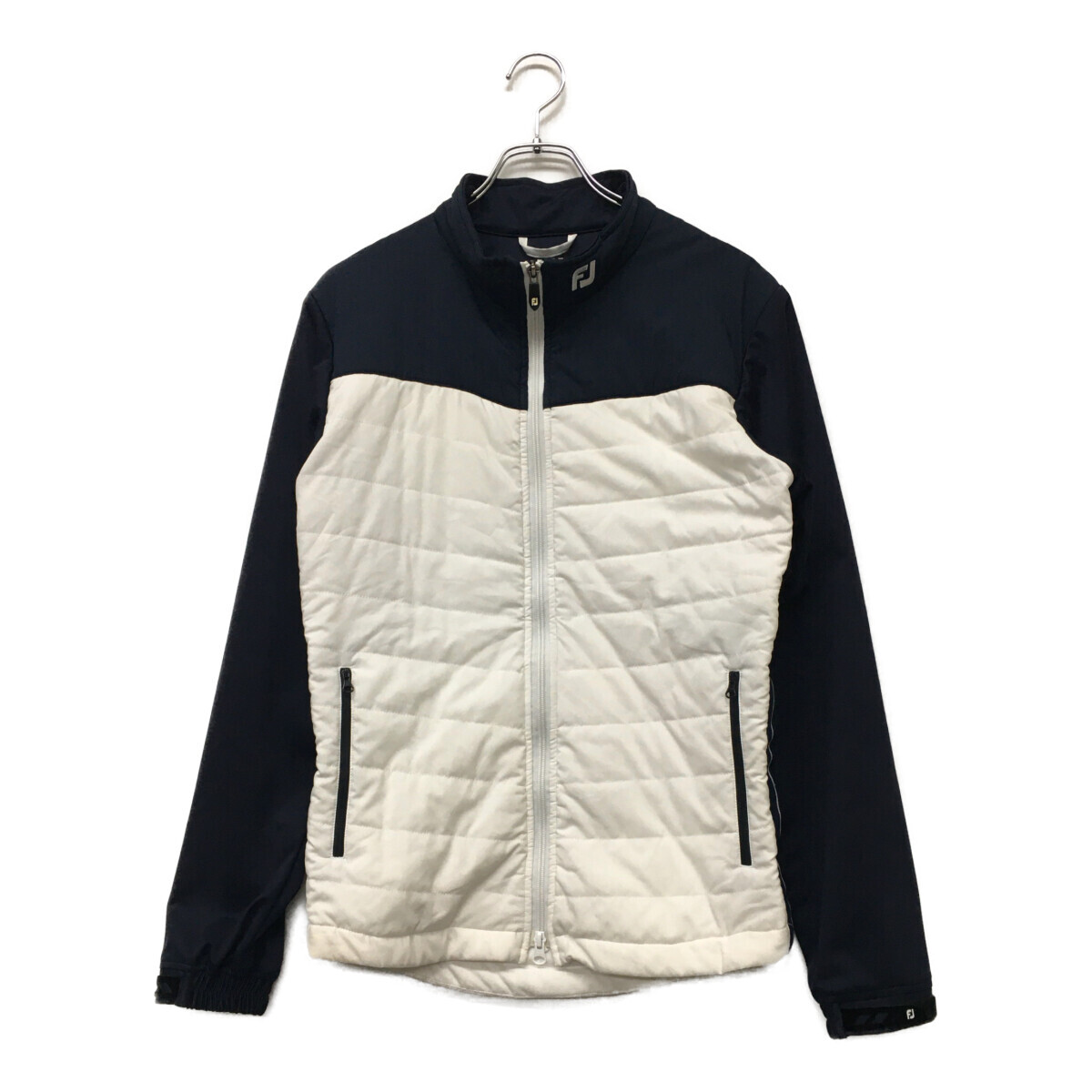 coco 中古【値下げ】フットジョイ FootJoy メンズ ブルゾン M 白×紺 中綿 ダブルジップ レターパックプラス発送可 K5098拍卖