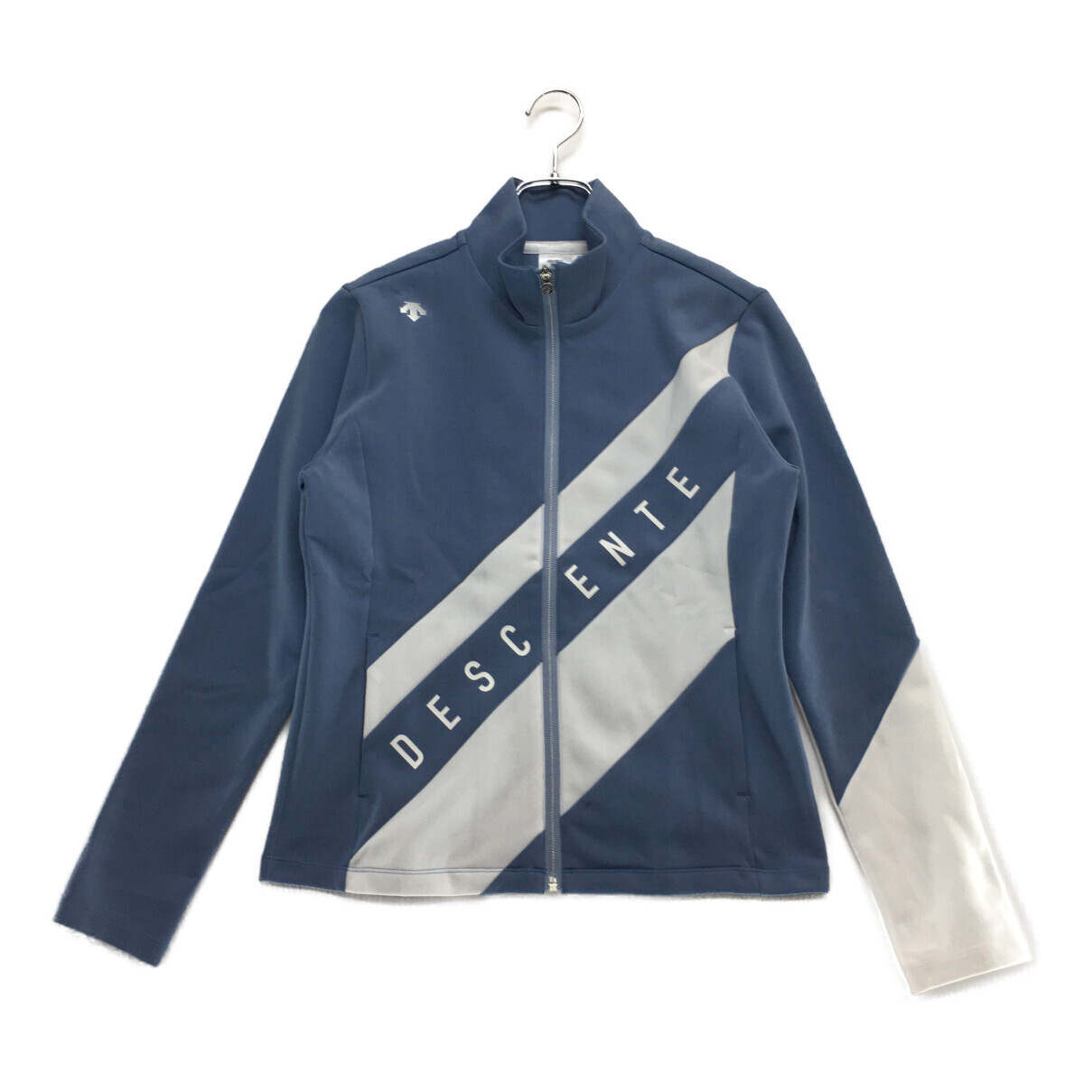 coco 未使用品【値下げ】 デサントゴルフ レディース フルジップアウター L くすみブルー ジャージ素材 レターパックプラス発送可 109286拍卖