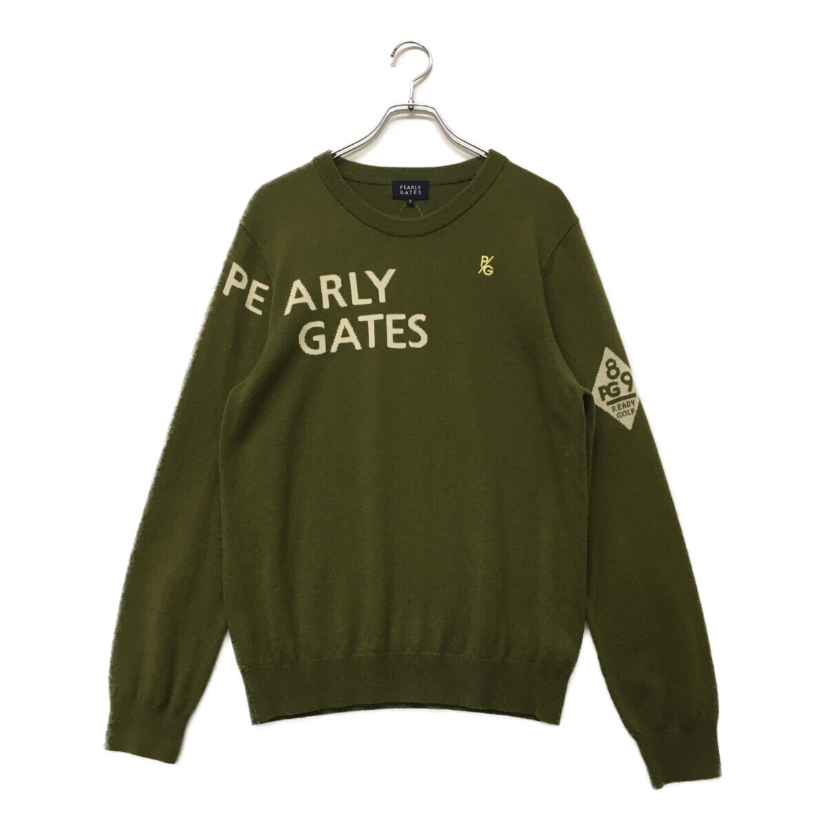 coco 中古【値下げ】パーリーゲイツ PEARLY GATES メンズセーター 5(L)カーキ 長袖クルーネック シンプル レターパックプラス発送可K9079拍卖