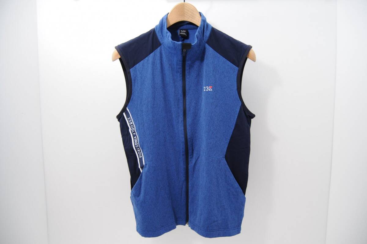coco 中古【値下げ】 23区ゴルフ 23区GOLF メンズ ベスト 5(L) 青×紺 フルジップ ストレッチ レターパックプラス発送可 63541拍卖
