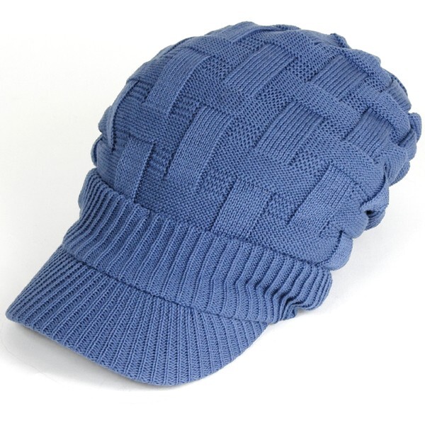 <ブルー>帽子 レディース キャスケット 大きいサイズ Regnuu コットン クロス編み つば付き キャスケット メンズ拍卖