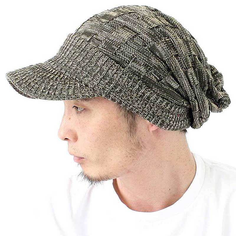 <オリーブ/ベージュ>帽子 レディース キャスケット 大きいサイズ Regnuu コットン クロス編み つば付き キャスケット メンズ拍卖