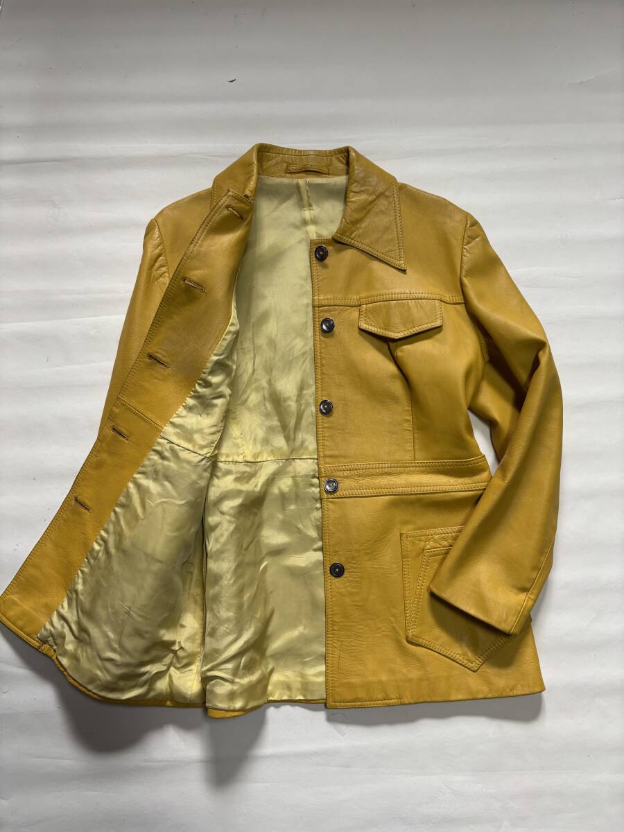 レザーコート 本革 羊革 ムートン 黄色イエロー レディース女性用 ジャケット ピーコート ラムスキン ムートン qkq拍卖