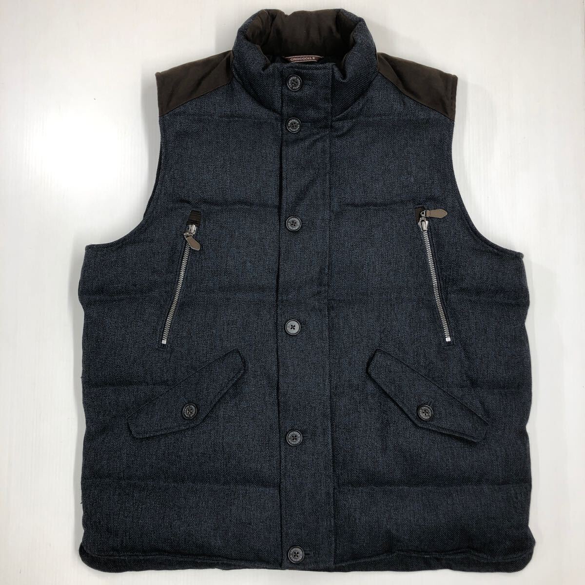 crocodile クロコダイル ダウンベスト ダークグレー フルジップ メンズ Mサイズ 41-75a拍卖