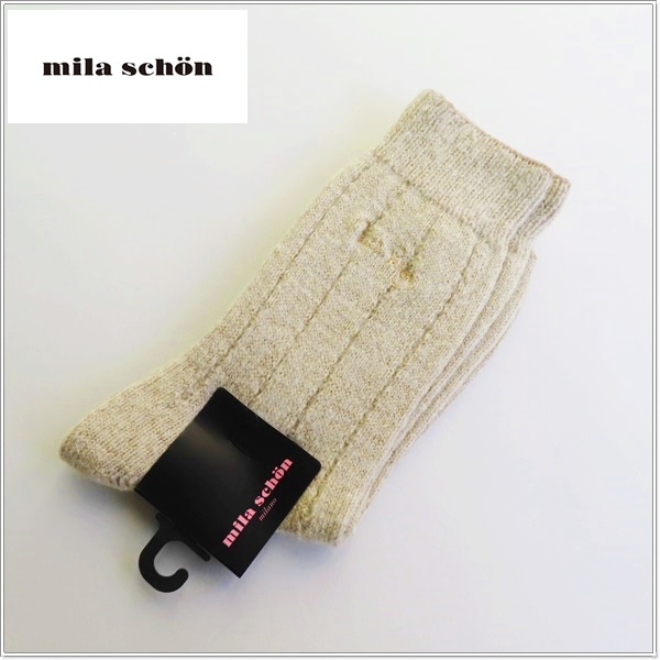 ◆ミラショーン 日本製 ウール混 ソックス 未使用◆サイズ23~24cm◆ブラウン柄◆拍卖