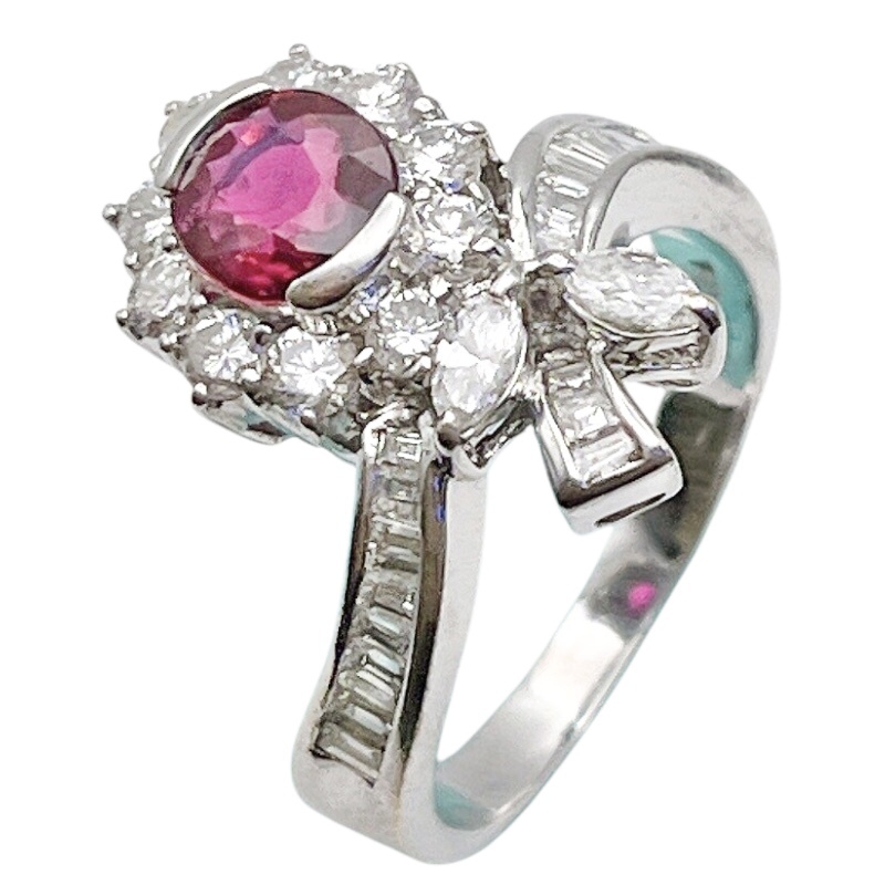 ルビーリング K18ホワイトゴールド ルビー ジュエリー 中古拍卖