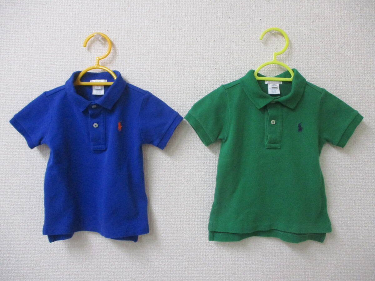 ラルフローレン キッズ 男の子 ポロシャツ 2枚セット 12M 80/48サイズ グリーン・ブルー系 刺繍ロゴ拍卖