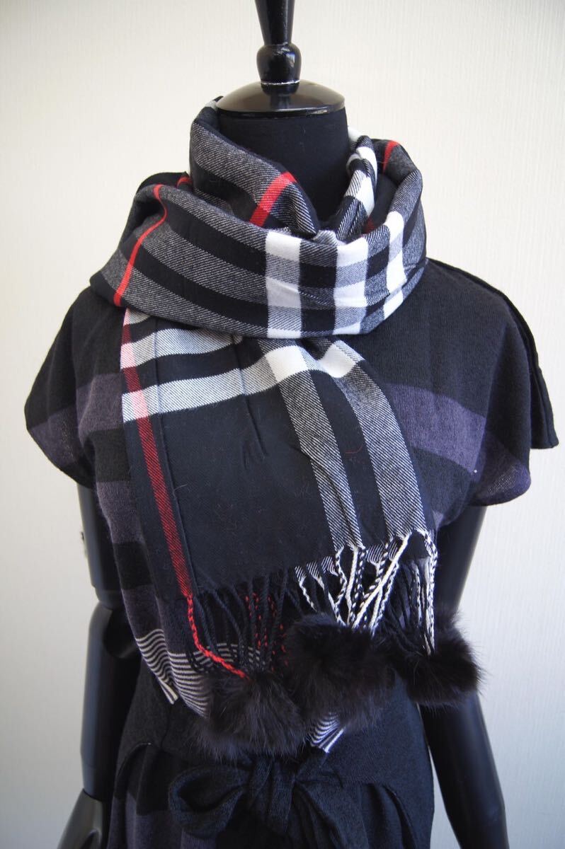 ◆カシミア100%英国”ストール”新作’25 ヘイマーケット柄ネイビー〇*:..azu00men拍卖