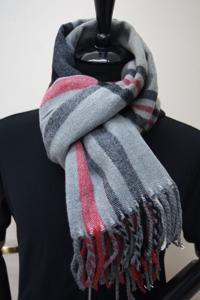 ◆カシミア100%英国”ストール”新作’25 ヘイマーケット柄グレー〇*:..azu00men拍卖