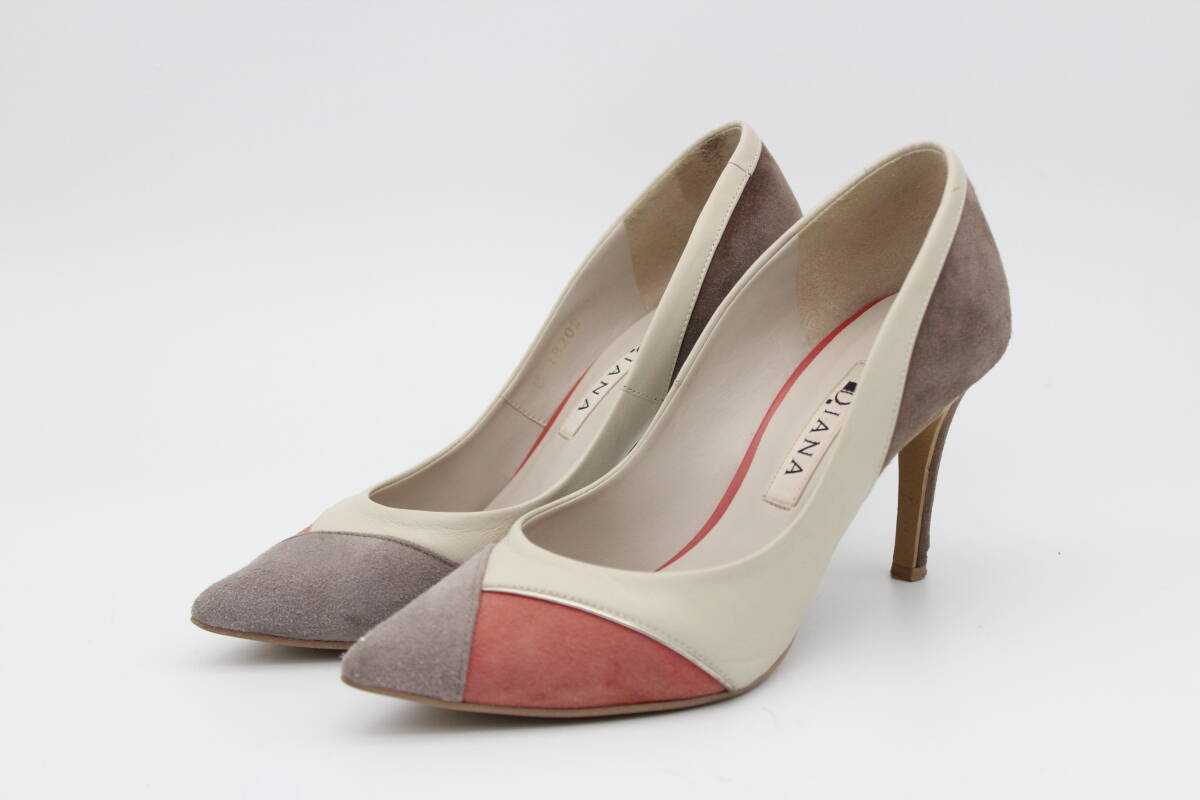 40■DIANA ダイアナ カラーブロックパンプス(21.5cm)拍卖