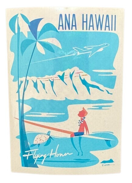 ANA ニックカッチャー コラボ ステッカー 大 ハワイ Nick Kuchar HAWAII STICKER 全日空 航空機 フライングホヌ 旅行 FLYING HONU シール拍卖