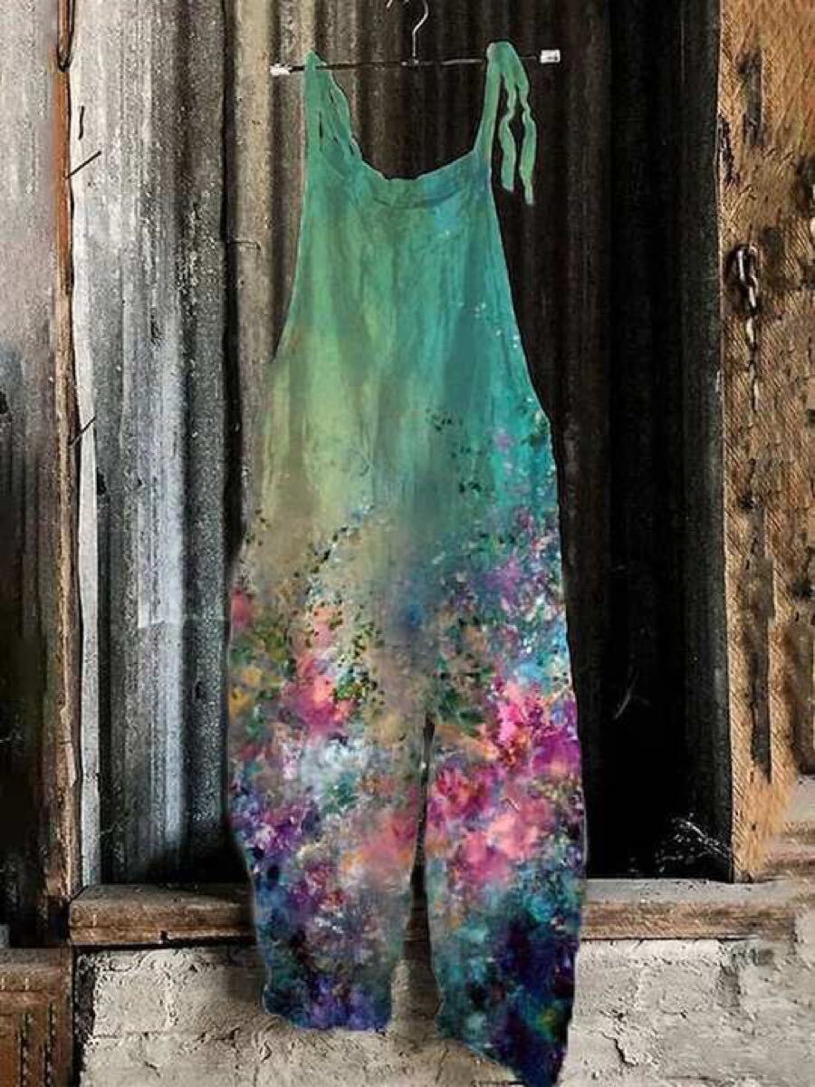 2501オーバーオールプリント花柄サロペット拍卖