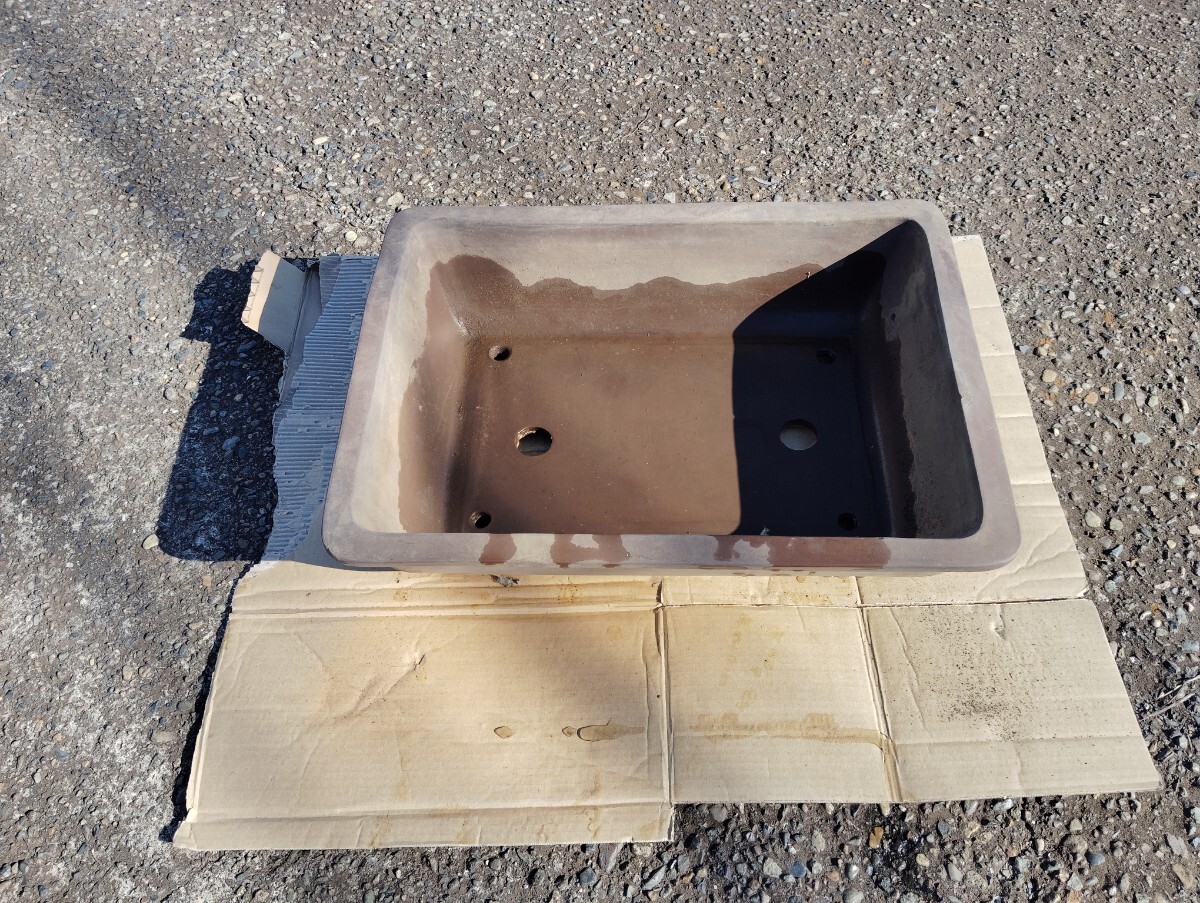 盆栽鉢 盆栽 植木 特大 横66.5×奥行き49センチ高さ17センチ 陶器 植木鉢 ガーデニング 長方形拍卖