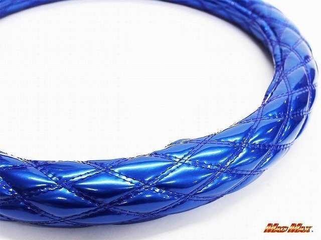 【送料800円】カー用品 国産 エナメル ライトブルー/パープル ダブルステッチ ハンドルカバー Mサイズ/ステアリング拍卖