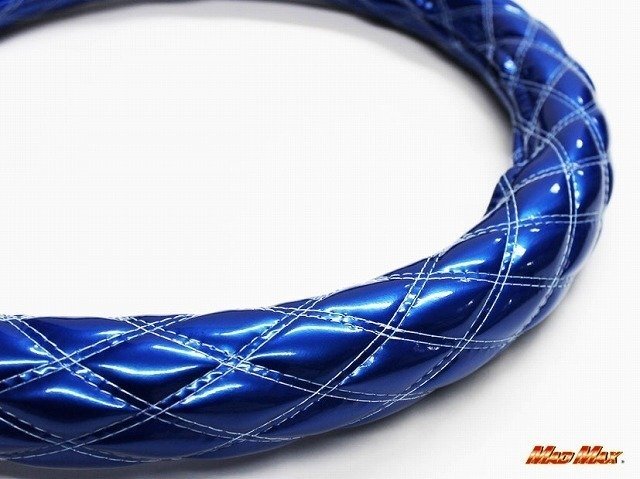 【送料800円】トラック用品 国産エナメル ライトブルー/ホワイト ダブルステッチ ハンドルカバー LS/ステアリングカバー拍卖