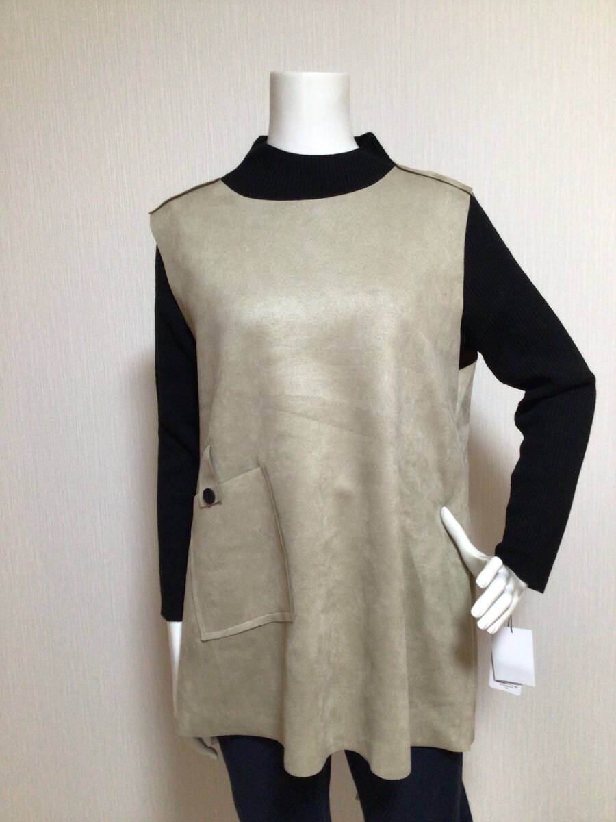 M1834/B-LINE 別々に着れるアンサンブルニットベスト/M〜L/ベージュ系拍卖