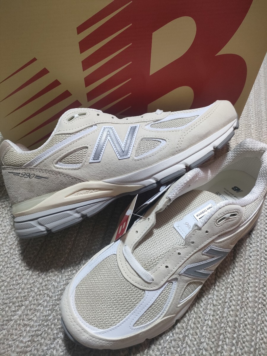 新品 定価37400 USA製 New Balance U990 TE4 27.5cm US9.5 ホワイト クリーム アメリカ製 スニーカー 990 ニューバランス拍卖