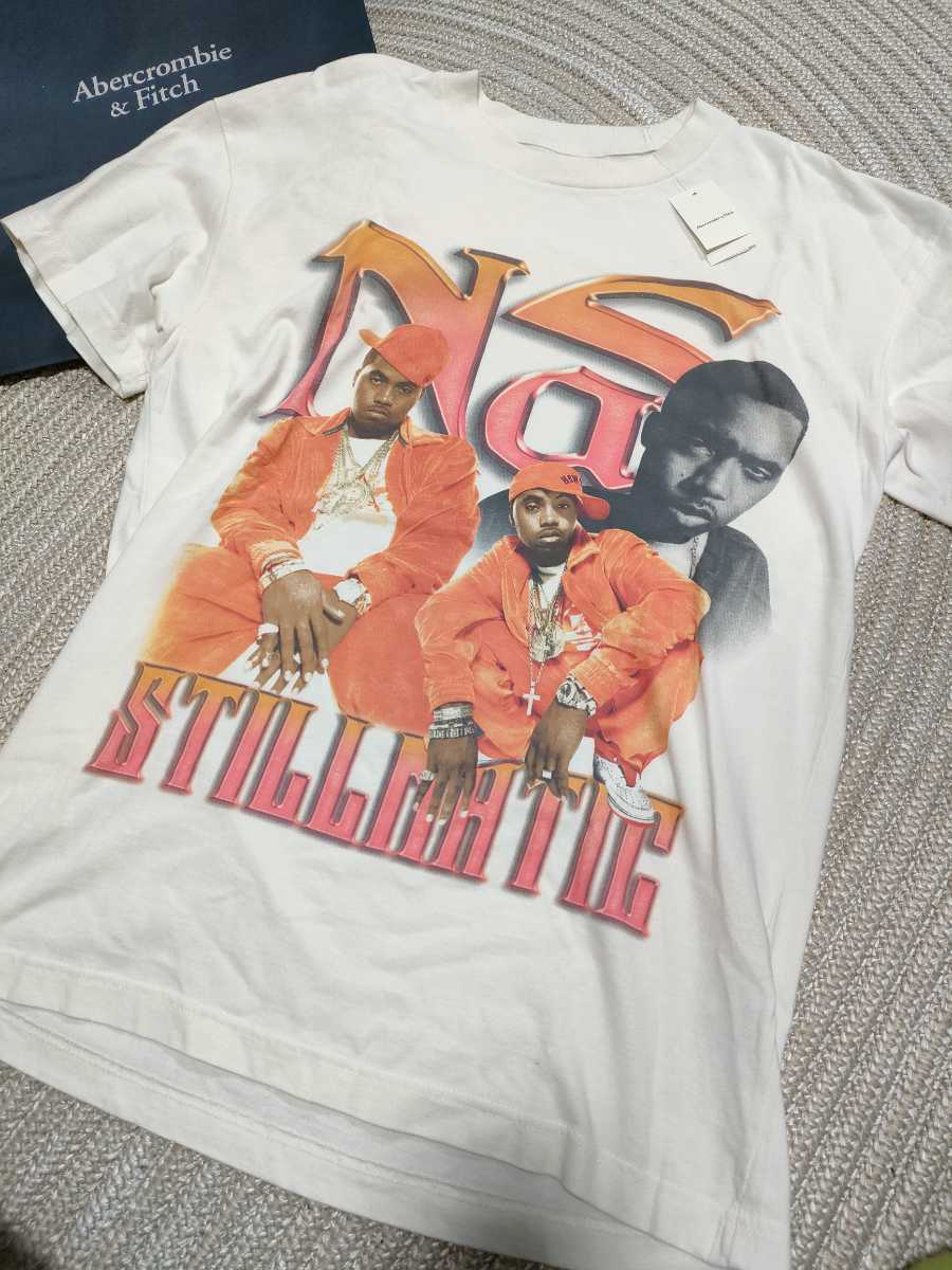 新品 未使用 Abercrombie&Fitch アバクロ NaS フォト Tシャツ M STILLMATIC スティルマティック 国内正規品 メンズ hiphop ラッパー拍卖
