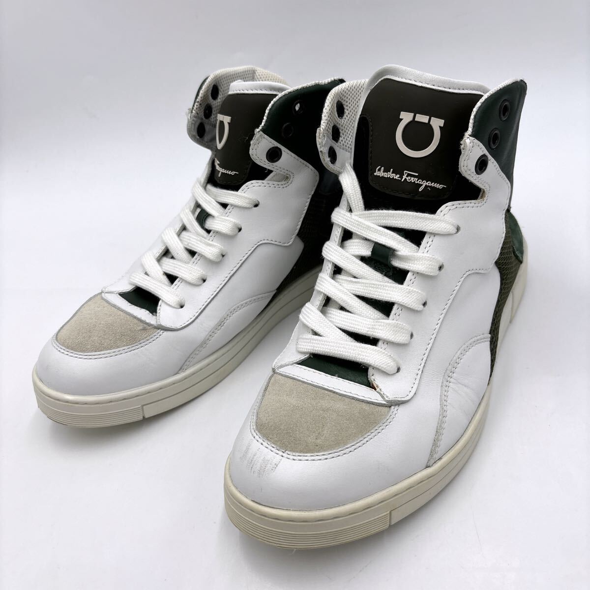 A * イタリア製 '高級婦人靴' Salvatore Ferragamo サルヴァトーレフェラガモ ROBERT ガンチーニ ハイカット スニーカー 6EEE 24.5cm 拍卖