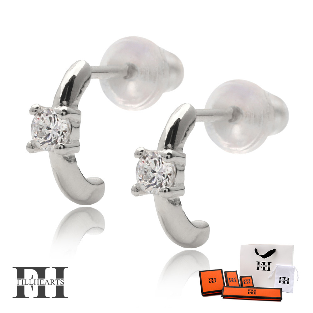 FILL HEARTS ピアス シルバー One Drop Hoop 一粒 ジルコニア 金属アレルギー対応 シルバー925拍卖