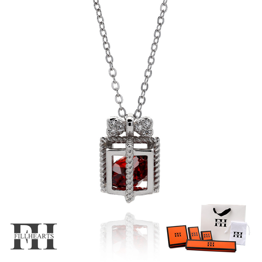 FILL HEARTS ネックレス シルバー Present Box 宝石箱 ジルコニア 金属アレルギー対応 シルバー925拍卖