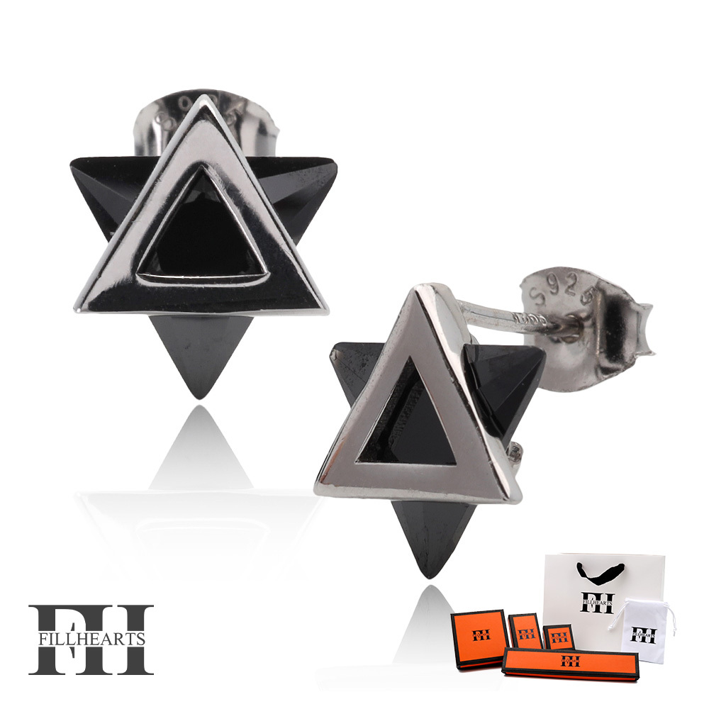 FILL HEARTS ピアス シルバー Brack Hexagram ヘキサグラム 六芒星 金属アレルギー対応 シルバー925拍卖