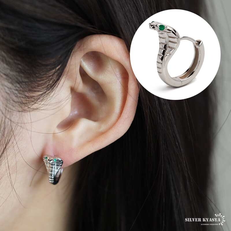 シルバー925 スネークピアス 蛇ピアス ヘビ フープピアス コブラ 爬虫類 レディース 女性 金属アレルギー対応 片耳拍卖