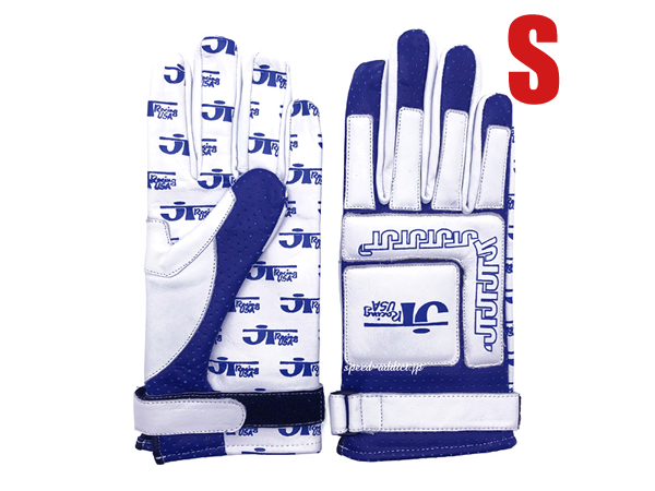 JT Racing USA VINTAGE RACING GLOVE WHITE × BLUE S/レーシンググローブ革ビンテージモトクロスmxパッドクッションオフ車トレール80年代拍卖
