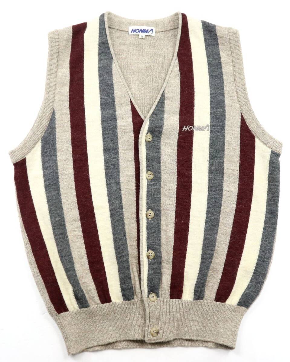 美品★HONMA GOLF ホンマ・ゴルフ ストライプ ニットベスト/本間ゴルフ/Mサイズ拍卖