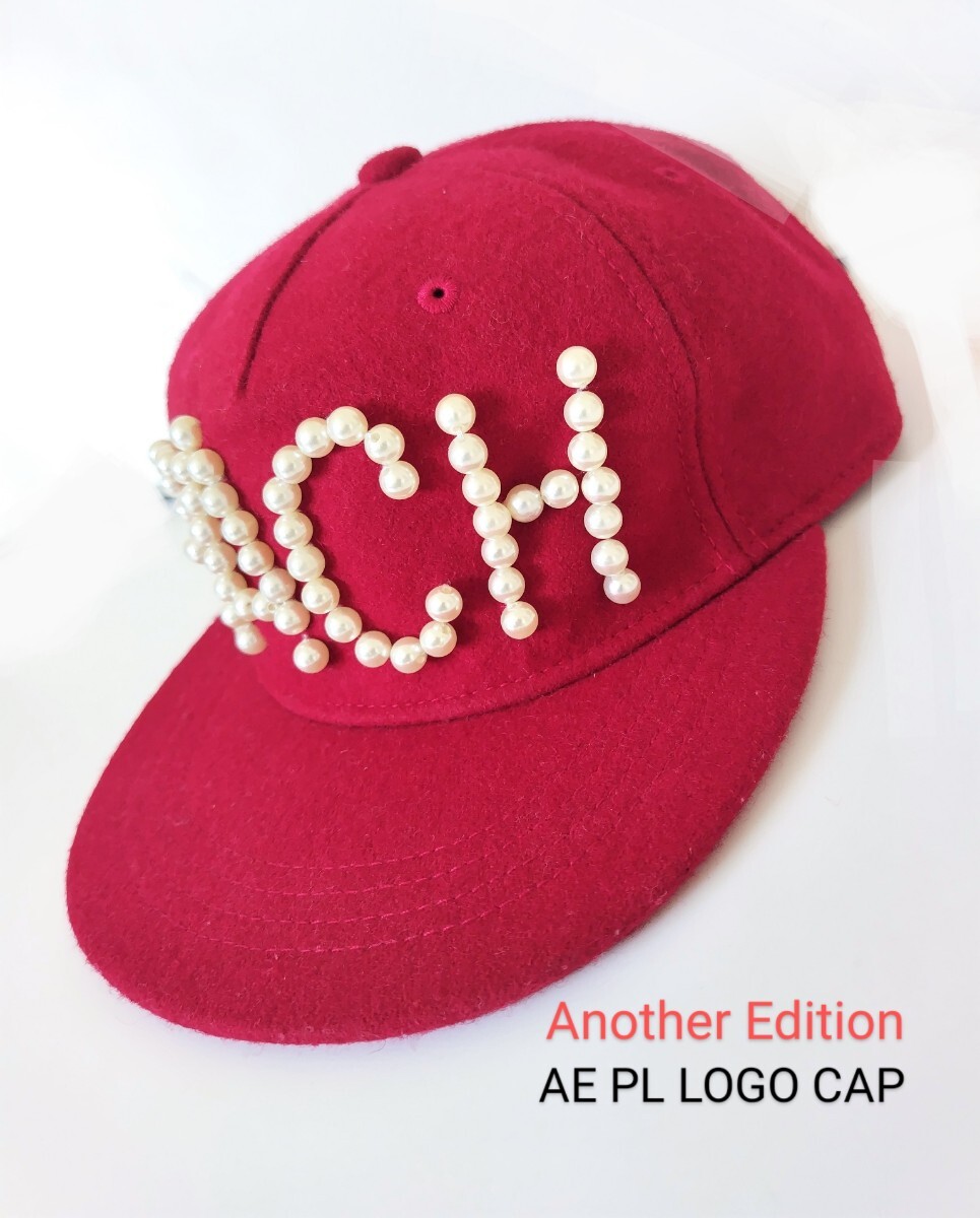 Another Edition アナザーエディション/ユナイテッドアローズ ウール混 フェイクパール ロゴ キャップ レッド AE PL LOGO CAP拍卖