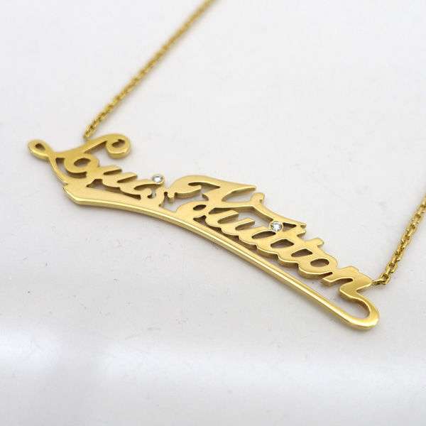 ★ ルイヴィトン コリエID ロゴプレート 2P ダイヤモンド ネックレス K18 750 Q94004 (0220513032)拍卖