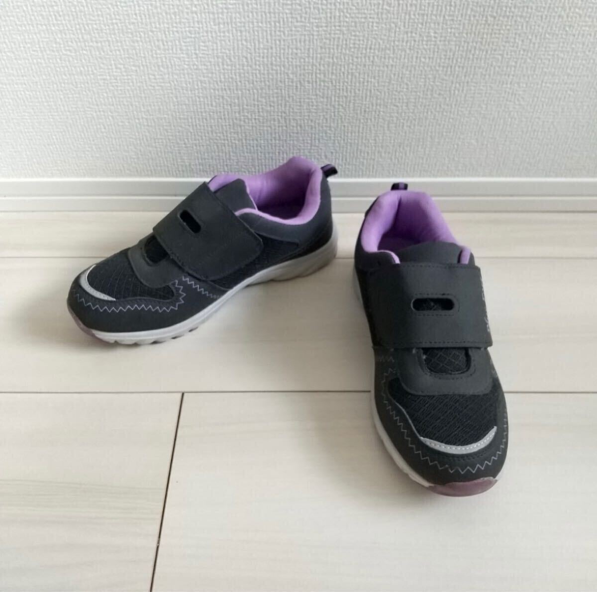 ☆(645)Plus Fort ブラック×パープル スニーカー(23.0cm)拍卖