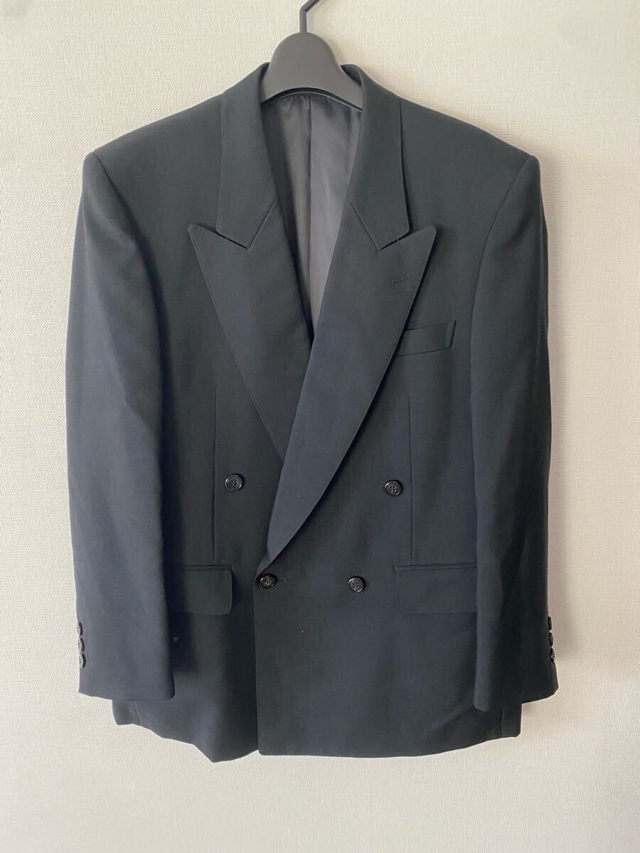 H102 美品 ランバン LANVIN Paris テーラードジャケット 上着 スーツ ダブル 毛100% モヘア60% サイズR46-44拍卖