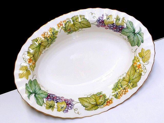 3QV売切!税無し☆ロイヤルウースター★VINE HARVEST★楕円型★深皿★カレー皿?★パスタ皿?★金彩★洋食器★現状★現品限り★0117-9拍卖