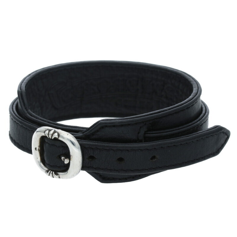 クロムハーツ RR TINY BUCKLE/ロックンロール サイズ:2 レザーブレスレット 中古 SJ02拍卖