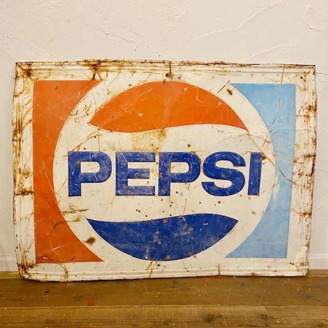 アメリカ ヴィンテージ ペプシ Pepsi 看板 サイン 70’s 119cm×90 店舗什器 ガレージ 引き取り限定 当時物 配送不可 【B3186】拍卖