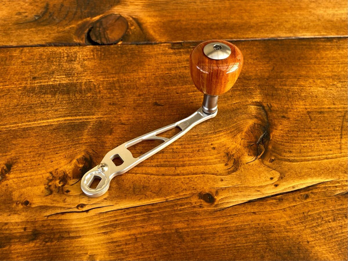 ウッドノブ サワーウッド リールハンドル パワーゲーム ラウンドノブ付 シルバー拍卖