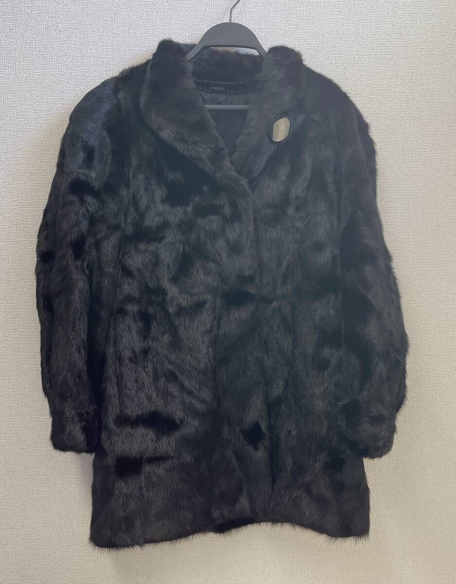 【CANADA カナダ Majestic Mink マジェスティック ミンク ファーコート】毛皮/黒系/フリーサイズ/高級感◎/A612-417拍卖