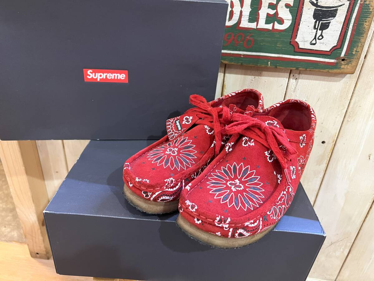 ★19ss Supreme×Clarks/シュプリーム×クラークス Bandana Wallabee バンダナ ペイズリー ワラビー RedCombi メンズ UK8.5(26.5cm) ★拍卖