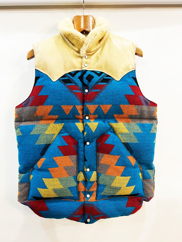 I99★RockyMountain featherbed× PENDLETON/ロッキーマウンテン ペンドルトン ネイティブ柄ダウンベスト ブルー系 メンズ アメカジ 美品★拍卖