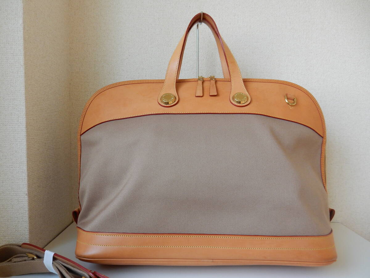 アメリカ製☆ビッグサイズ☆キャンバス×本革☆DOONEY & BOUKE(ドゥニー&バーク)☆2WAYボストンバッグ ベージュ拍卖
