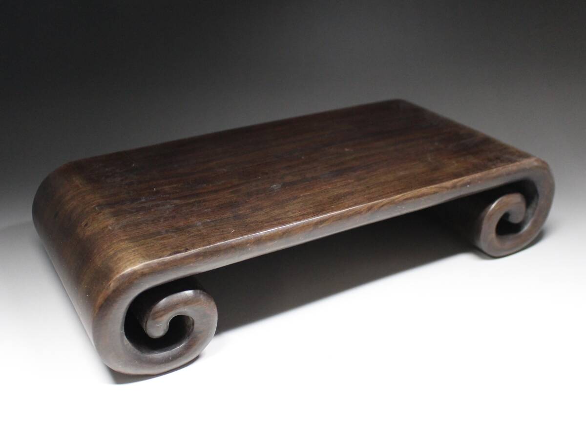 ▲唐木・巻花台・飾り台・細密細工・検/紫檀・幅35㌢▲se141h 拍卖