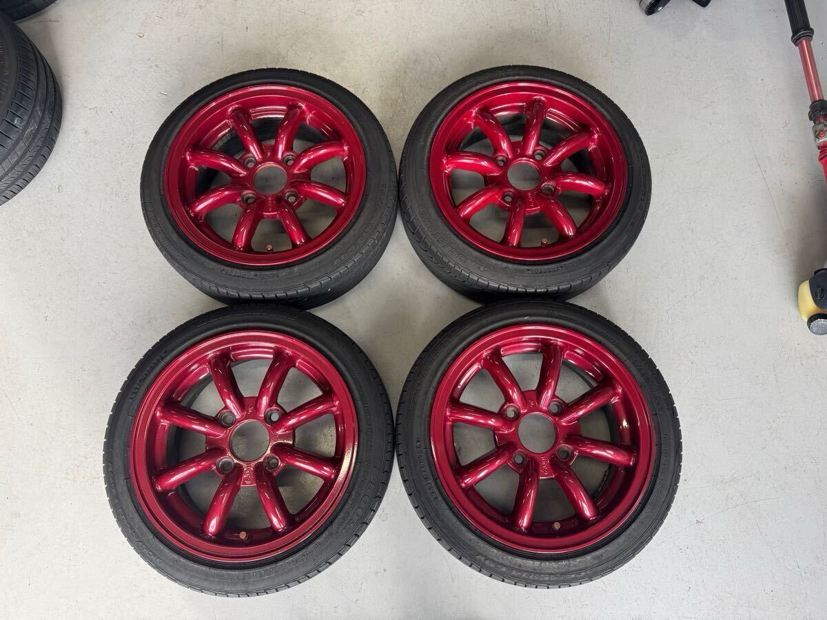 14インチ タイヤホイール 6J 4H PCD114.3 8スポーク CR22S 155/55R14 ワタナベ風 4本セット拍卖