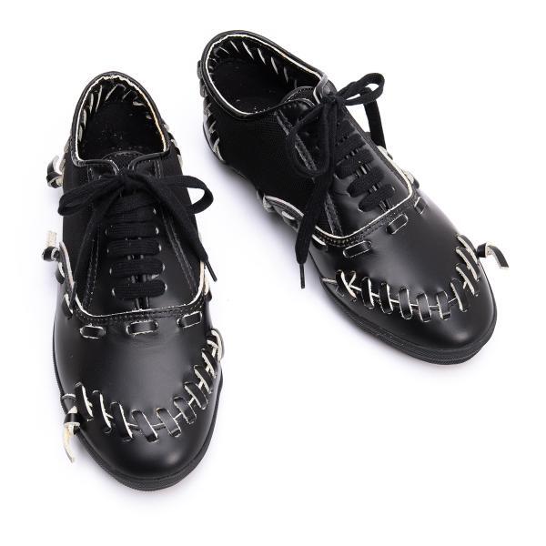 コムデギャルソンCOMME des GARCONS グローブデザインメッシュ切替レザースニーカー 黒23位拍卖