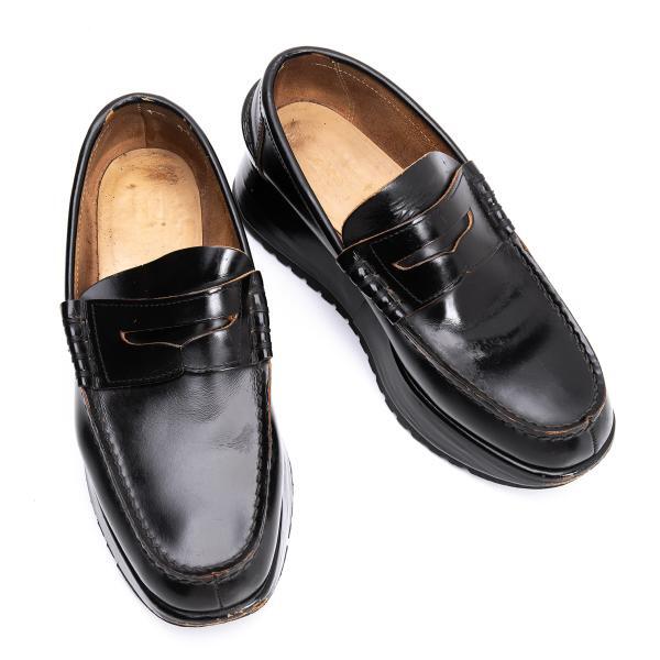 コムデギャルソンCOMME des GARCONS プラットフォームレザーコインローファー 黒24位拍卖