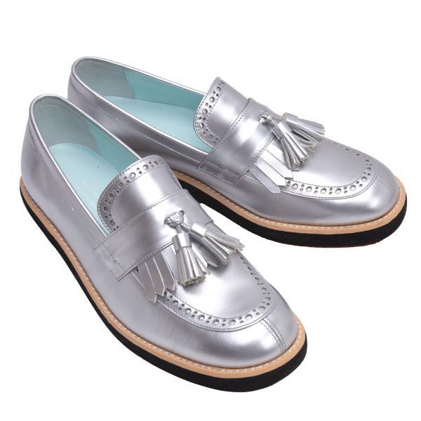 トリココムデギャルソンtricot COMME des GARCONS フォイルレザータッセルローファー シルバー23拍卖