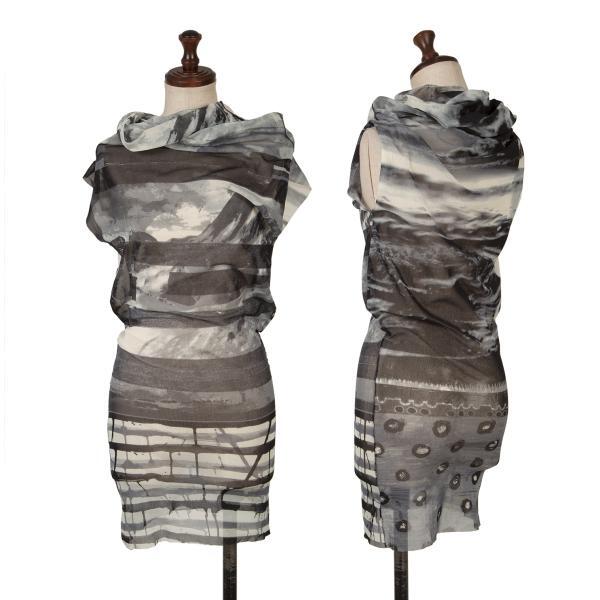 ジャンポールゴルチエ ファム グラフィックプリントパワーネットチュニック ブルーグレー黒他40拍卖