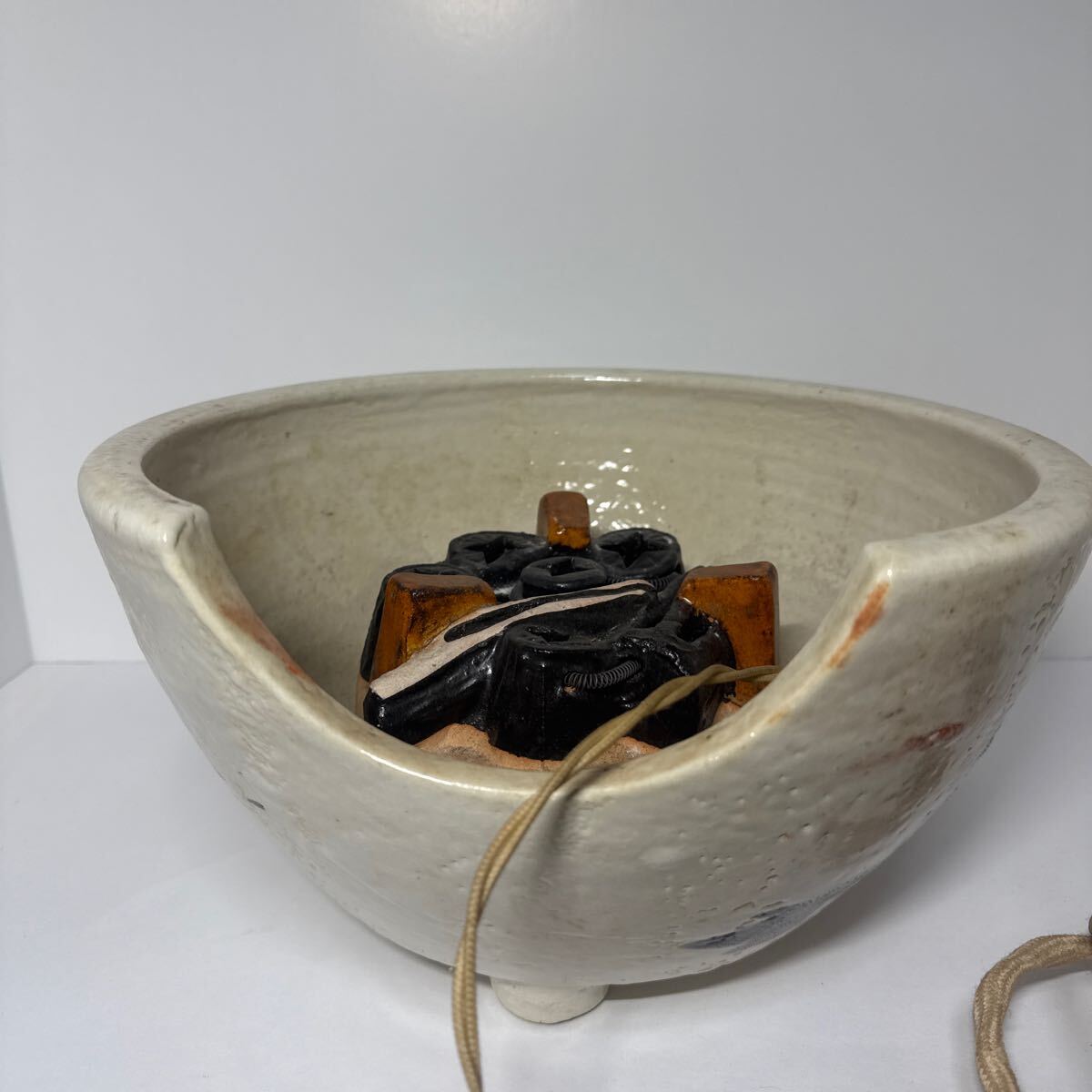 初出し品  志野焼 風炉 風炉型電熱器  電熱器  風炉型  茶道具 ★広島発送★拍卖